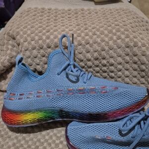 Wanted Blue Sneakers with Rainbow Sole